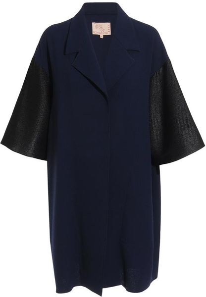 Roksanda Ilincic Woolcrepe Swing Coat in Blue (black navy) - Lyst