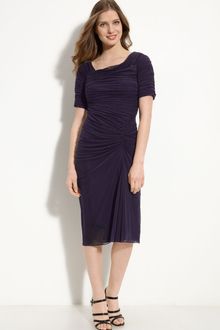 Tadashi Shoji Asymmetrical Ruched Mesh Gown - Lyst