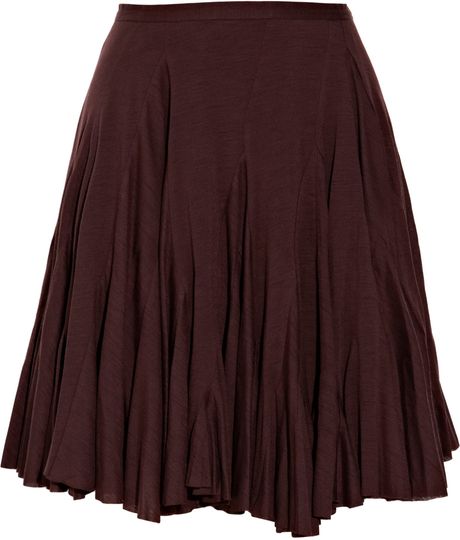 Hussein Chalayan Gathered Wooljersey Skirt in Purple (burgundy) - Lyst