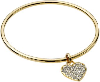 Michael by Michael Kors Pave Heart Bangle, Golden - Lyst