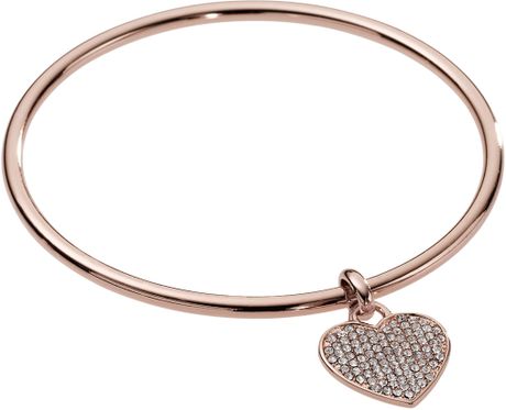 Michael By Michael Kors Heart Charm Bangle  in Gold (rose gold) - Lyst