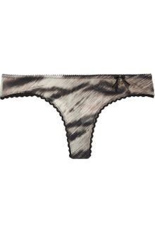 Roberto Cavalli Tiger-print Tulle Thong - Lyst