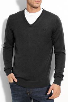 Fred Perry Wool V-neck Sweater - Lyst