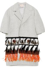 Roksanda Ilincic Feather-embellished Wool-felt Coat