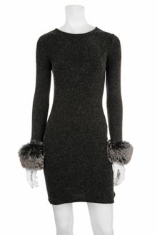 Alice + Olivia Exclusive Adrianna Fur Cuff Dress - Lyst