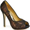 Badgley Mischka Star Pump  Brown Mesh Covered Sequin Open Toe Pump in Brown - Lyst