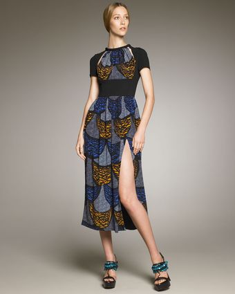Burberry Prorsum Jersey-inset Printed Dress - Lyst