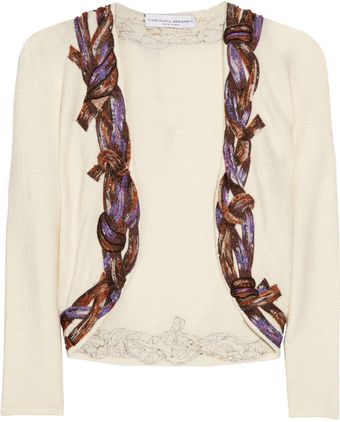 Carolina Herrera Embellished Wool-blend Cardigan - Lyst