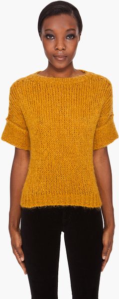 Carven Short Sleeve Sweater in Yellow (mustard) - Lyst