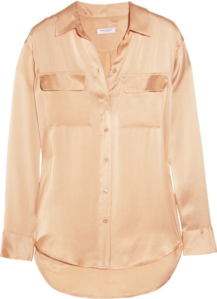 Equipment Signature Silksatin Shirt in Pink (nude) - Lyst