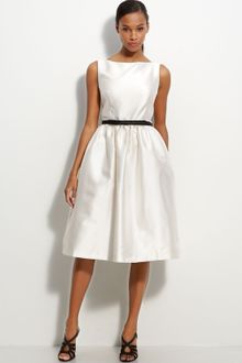 Taylor Dresses Belted Twill Fit & Flare Dress - Lyst