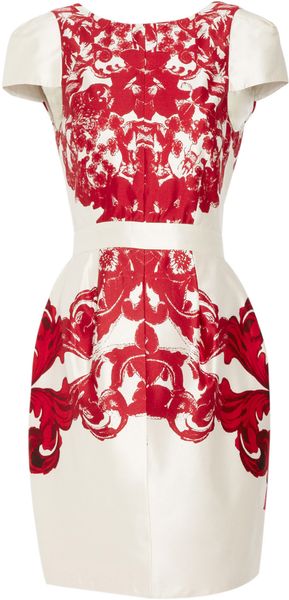 Tibi Cream Rococo Print Cap Sleeve Dress in Beige (cream) - Lyst