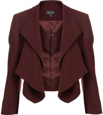 Topshop Folded Lapel Crop Blazer - Lyst