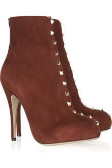 Valentino Studded Suede Ankle Boots - Lyst
