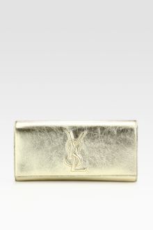 Yves Saint Laurent Ysl Large Metallic Clutch - Lyst