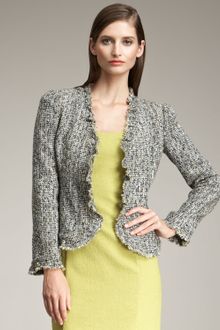 Armani Fringe-trimmed Tweed Jacket - Lyst