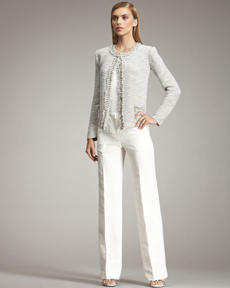 Armani Straightleg Linen Trousers in White - Lyst
