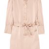 Halston Heritage Belted Silksatin Shirt Dress in Pink - Lyst