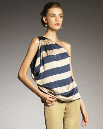  One-shoulder Striped Top 
