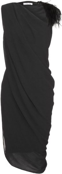 Helmut Lang Feather Shoulder Dress - Lyst