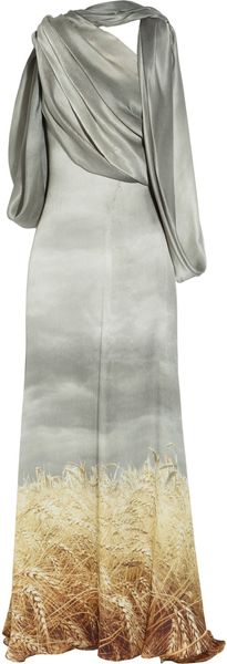  Stormy Wheat Crinkled Silk-chiffon Gown 
