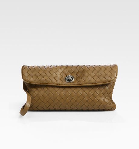 Bottega Veneta Small Woven Leather Messenger Bag in Brown (chene) - Lyst