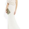 Marchesa Silkcrepe Ruffled Column Gown in White (cream) - Lyst