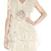 Notte By Marchesa Ruffled Silkcrepe Dress in White - Lyst