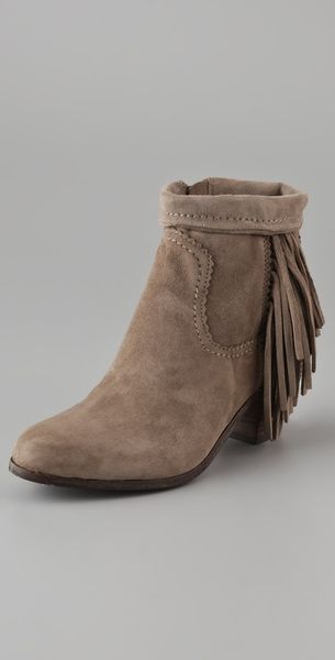 Sam Edelman Louie Fringe Booties in Beige (tan) - Lyst