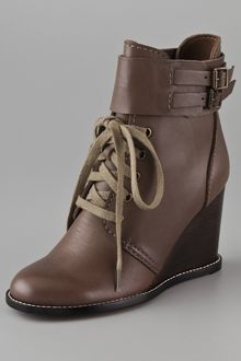 See By Chloé Lace Up Wedge Booties - Lyst