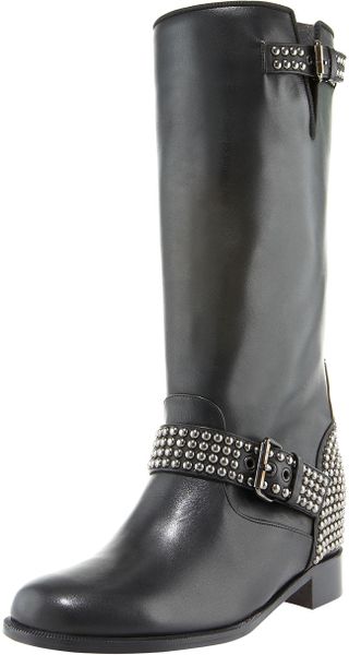 Christian Louboutin Studded Motorcycle Boot in Black - Lyst