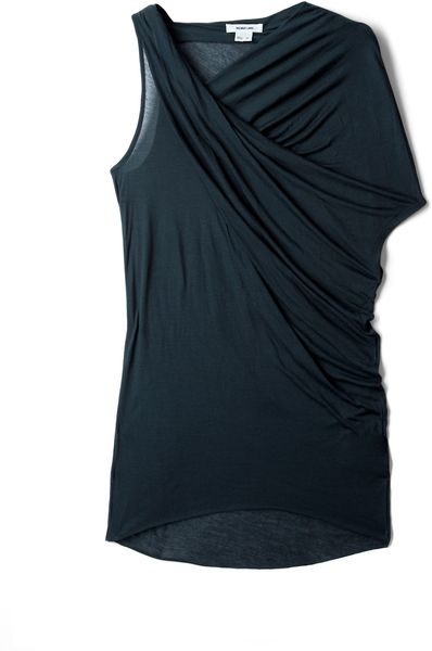 Helmut Lang Thicket Slack Jersey Drape Top in Green - Lyst