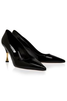 Oscar de la Renta Pointy Kitten Patent Pump - Lyst