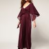 River Island Layered Sleeve Tie Waist Maxi Dress in Purple (aubergine) - Lyst