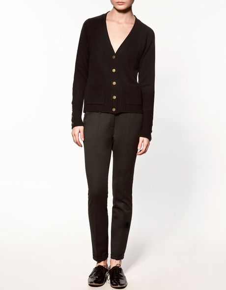 Zara Cardigan with Buttons in Black | Lyst
