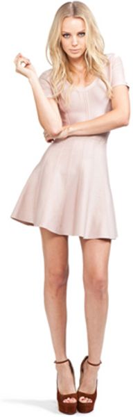 Hervé Léger Flare Skirt Dress in Bare in Pink - Lyst