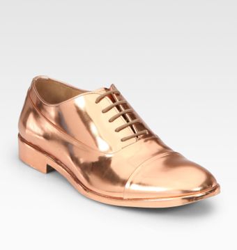 Maison Martin Margiela Lace-up Metallic Leather Oxfords - Lyst