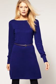 Oasis Knitted Dress With Belt - Lyst