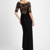 Tadashi Shoji Ruched Lace Gown in Black - Lyst