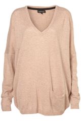 Topshop Knitted Slouchy V Neck Jumper