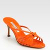 Manolo Blahnik Strappy Leather Sandals in Orange - Lyst