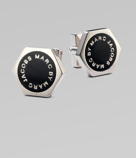 Marc By Marc Jacobs Enamel Disc Cuff Links in Black for Men - Lyst