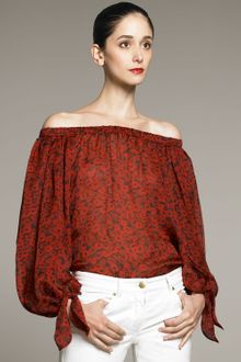 Yves Saint Laurent Poppy-print Peasant Blouse - Lyst