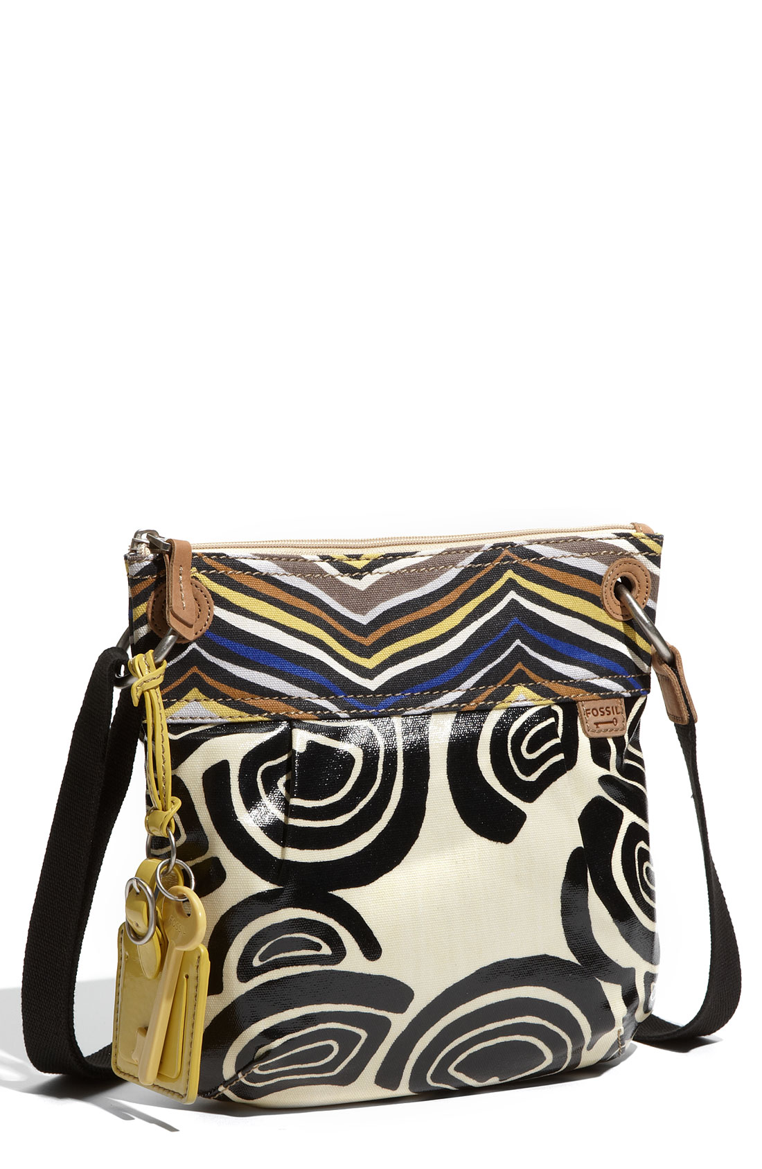 Fossil Key-per Printed Coated Canvas Crossbody Bag in (white/ black) | Lyst