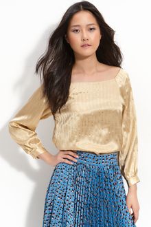 Tucker Off Shoulder Metallic Striped Blouse - Lyst