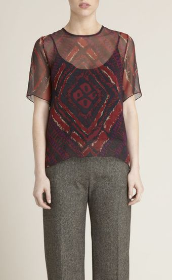 Adam Lippes Argyle Batik Silk Top - Lyst
