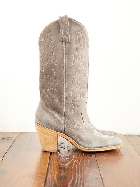 Free People Vintage Suede Cowboy Boots in Gray (grey) - Lyst