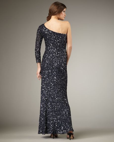 aidan mattox sequin plunge gown