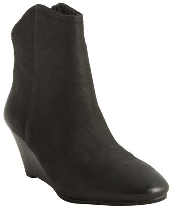  Brown Leather Peps Wedge Ankle Booties 