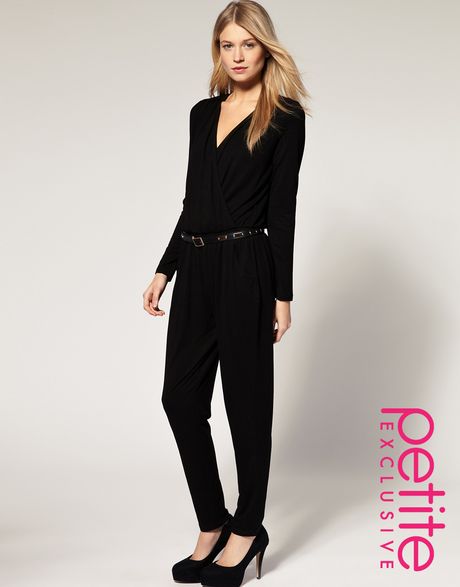 Asos Collection Exclusive Jumpsuit with Wrap Front  in Black - Lyst